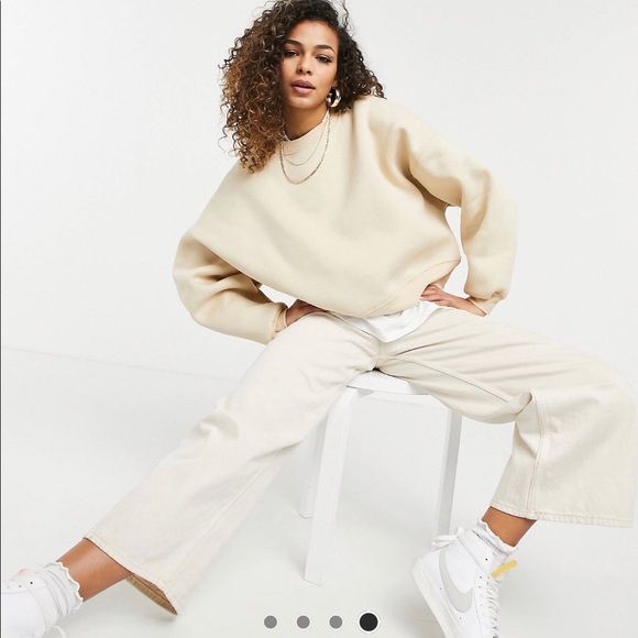 ASOS Tops - ASOS Oversized Ribbed Sweatshirt in Sand Size US 14